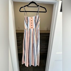 Free People Multicolored Striped Midi Dress - XS